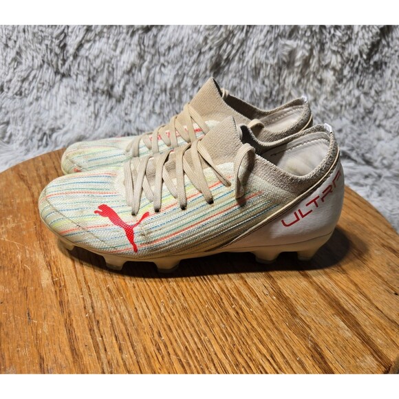 PUMA ULTRA 3.2 Little Kid Size 1C White-Red Blast-White Soccer Cleats 106360-06 - Picture 2 of 8